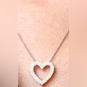 Sterling silver 1/10 carat diamond heart necklace